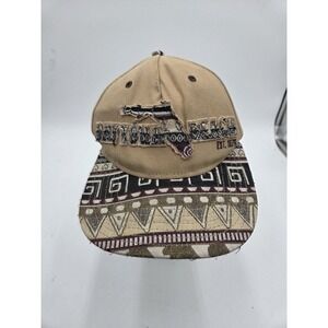 Essencial Caps Daytona Beach Florida Baseball Hat Tan Aztec Pattern Est 1976